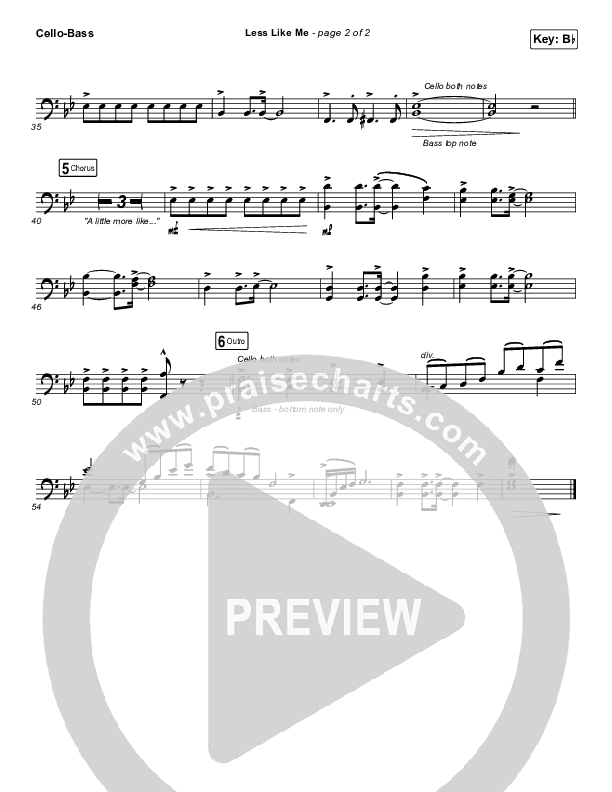 Less Like Me Cello/Bass (Zach Williams)