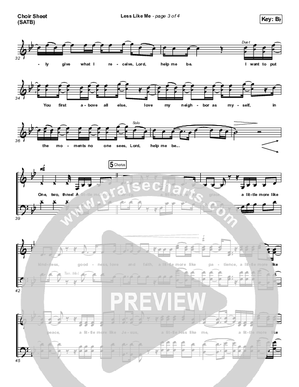 Less Like Me Choir Sheet (SATB) (Zach Williams)