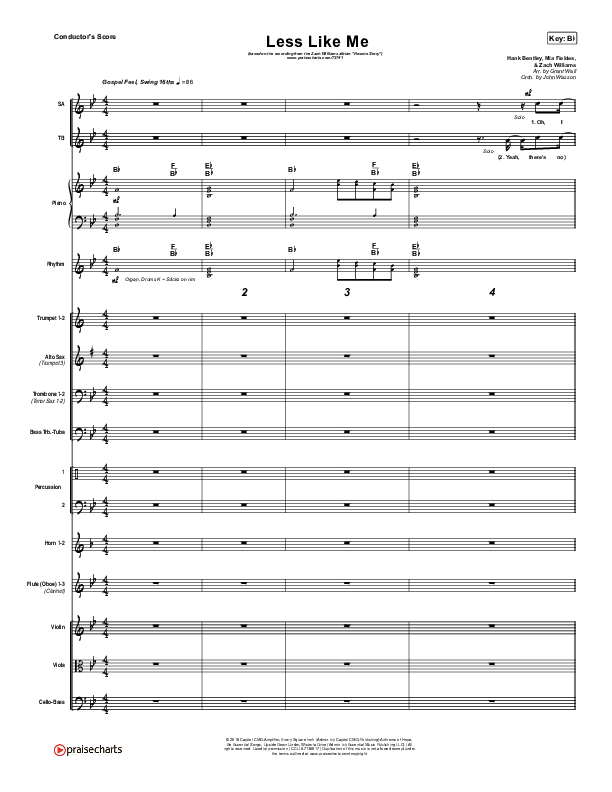 Less Like Me Conductor's Score (Zach Williams)