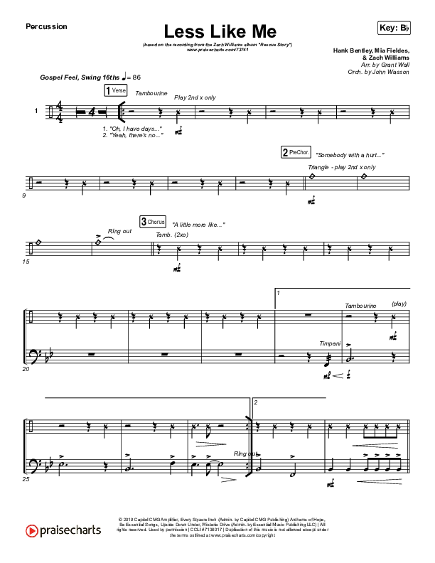 Less Like Me Percussion (Zach Williams)