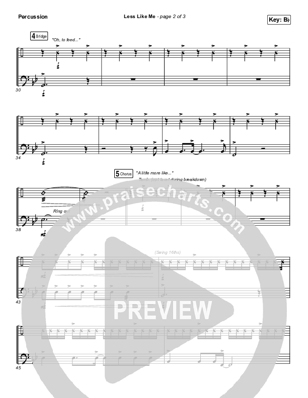 Less Like Me Percussion (Zach Williams)