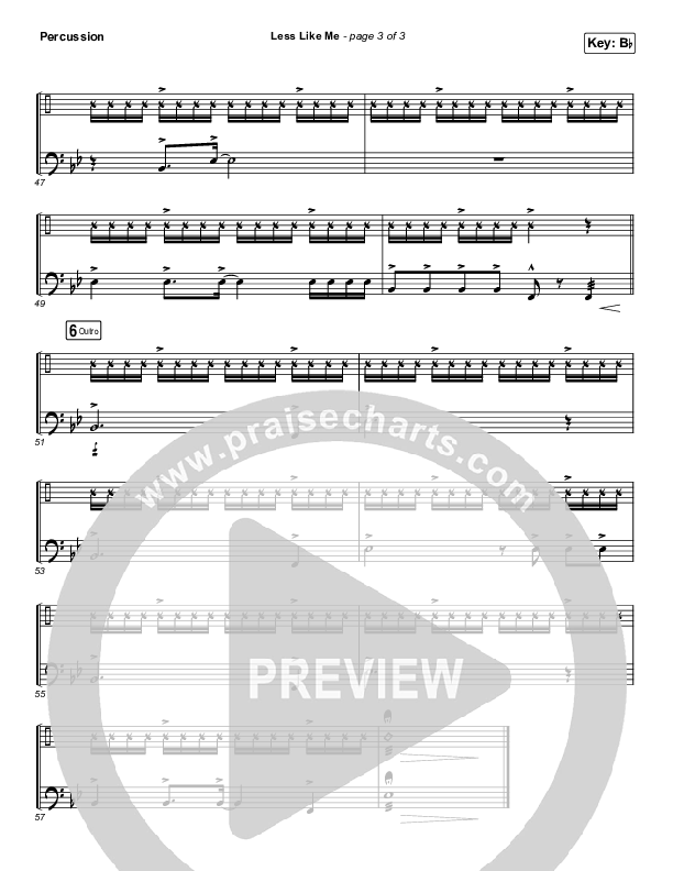 Less Like Me Percussion (Zach Williams)