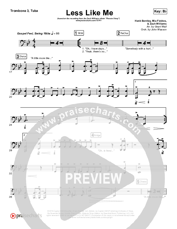 Less Like Me Trombone 3/Tuba (Zach Williams)