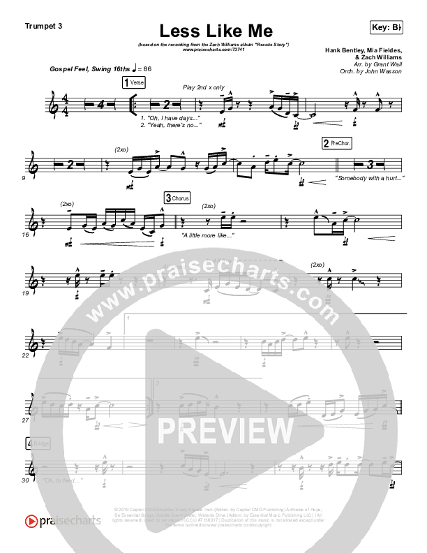 Less Like Me Trumpet 3 (Zach Williams)