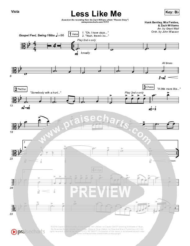 Less Like Me Viola (Zach Williams)