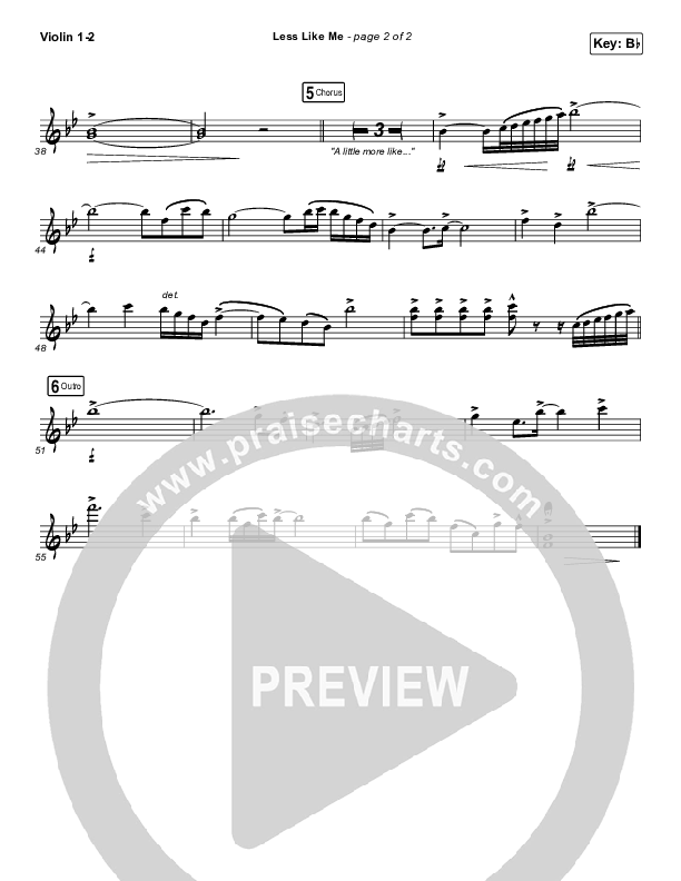 Less Like Me Violin 1/2 (Zach Williams)