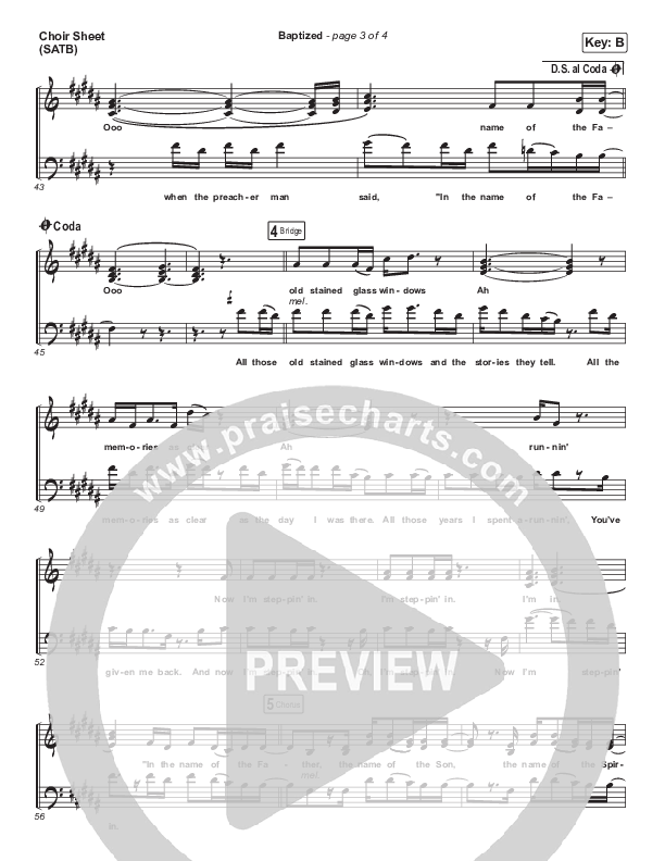 Baptized Choir Sheet (SATB) (Zach Williams)