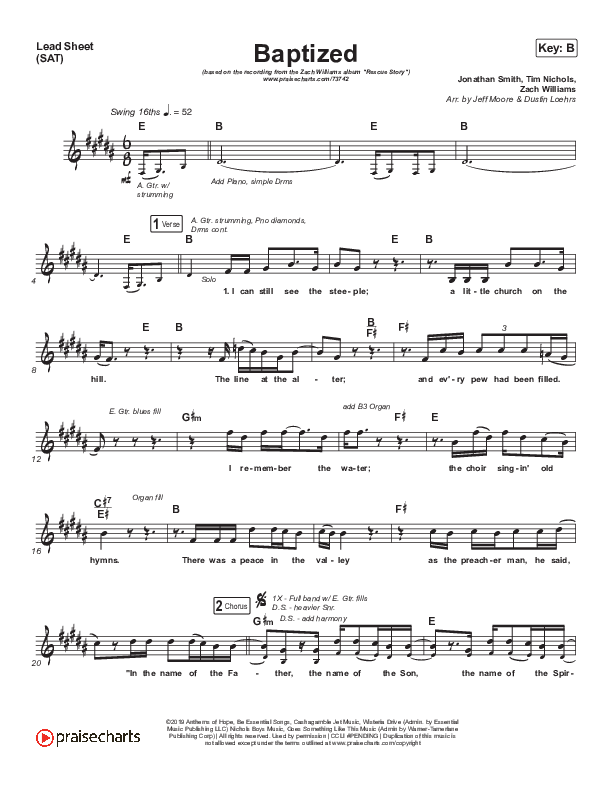 Baptized Lead Sheet (SAT) (Zach Williams)