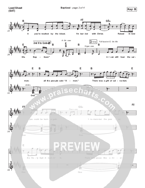 Baptized Lead Sheet (SAT) (Zach Williams)