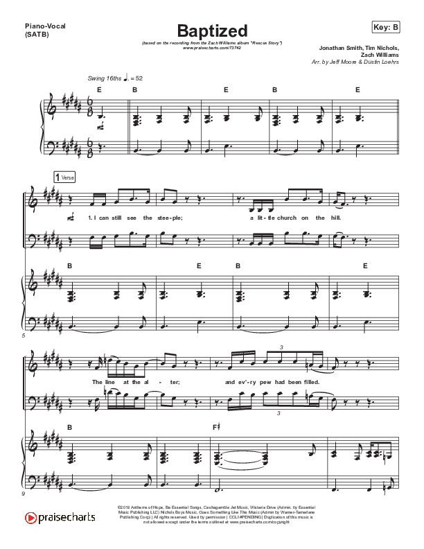 Baptized Piano/Vocal (SATB) (Zach Williams)