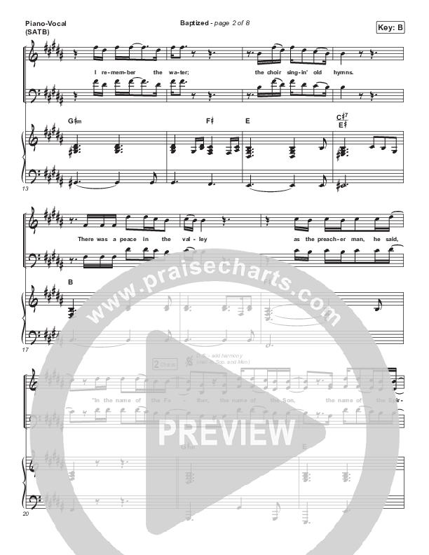 Baptized Piano/Vocal (SATB) (Zach Williams)