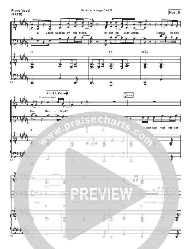 Baptized Piano/Vocal (SATB) (Zach Williams)