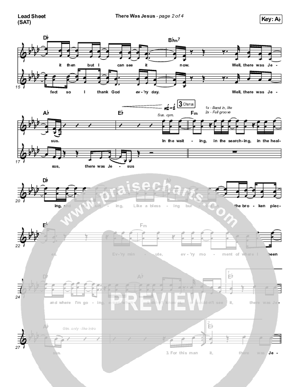 There Was Jesus Lead Sheet (Print Only) (Zach Williams / Dolly Parton)