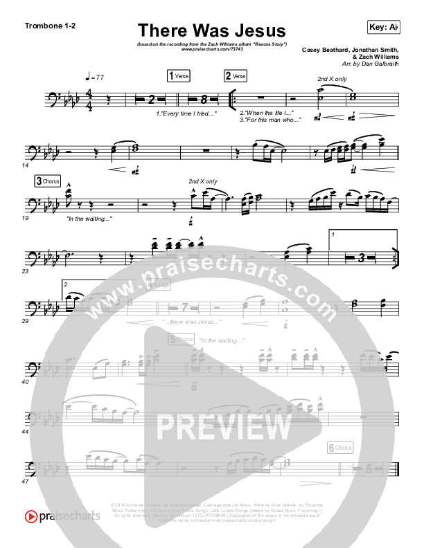 There Was Jesus Trombone 1/2 (Zach Williams / Dolly Parton)