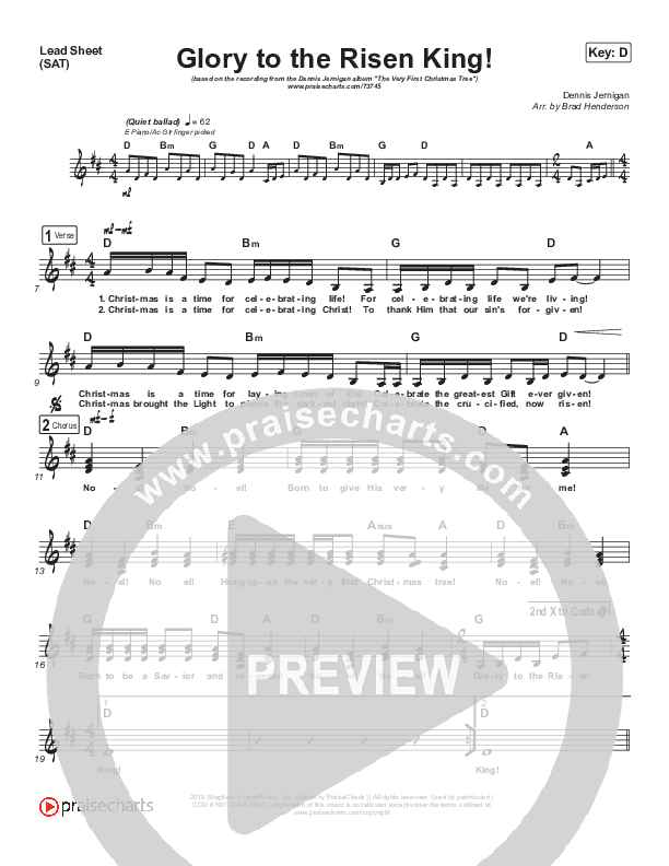 Glory To The Risen King (Christmas) Lead (SAT) (Dennis Jernigan)