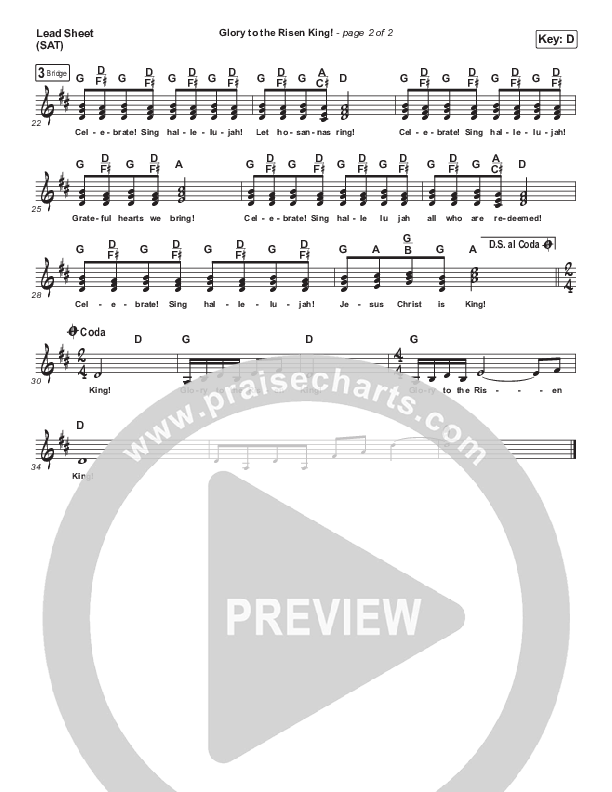 Glory To The Risen King (Christmas) Lead (SAT) (Dennis Jernigan)