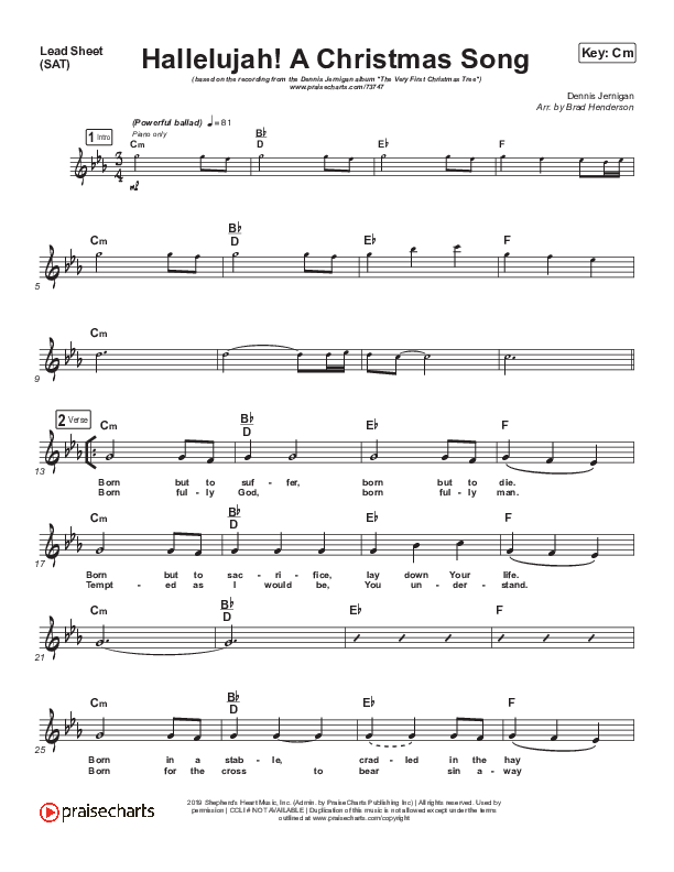 Hallelujah A Christmas Song Lead Sheet (SAT) (Dennis Jernigan)