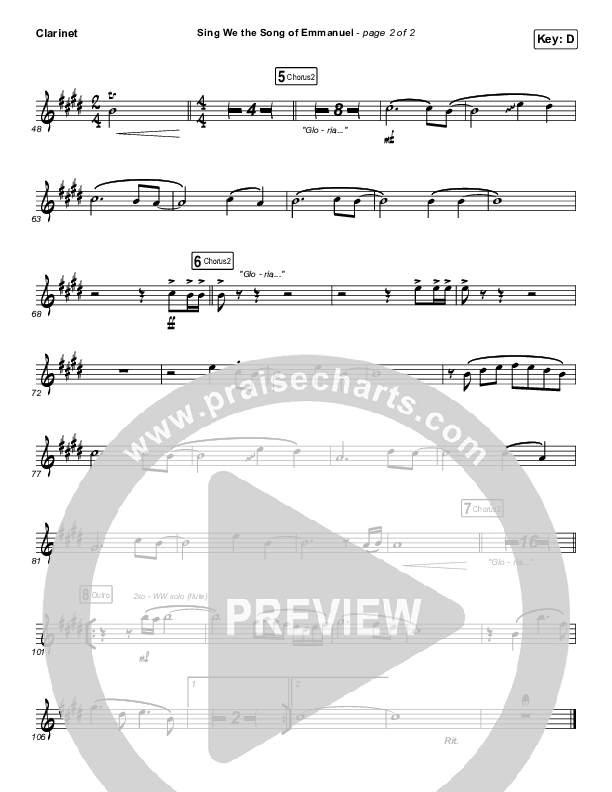 Sing We The Song Of Emmanuel Clarinet (Matt Boswell / Matt Papa)