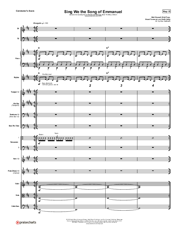 Sing We The Song Of Emmanuel Conductor's Score (Matt Boswell / Matt Papa)