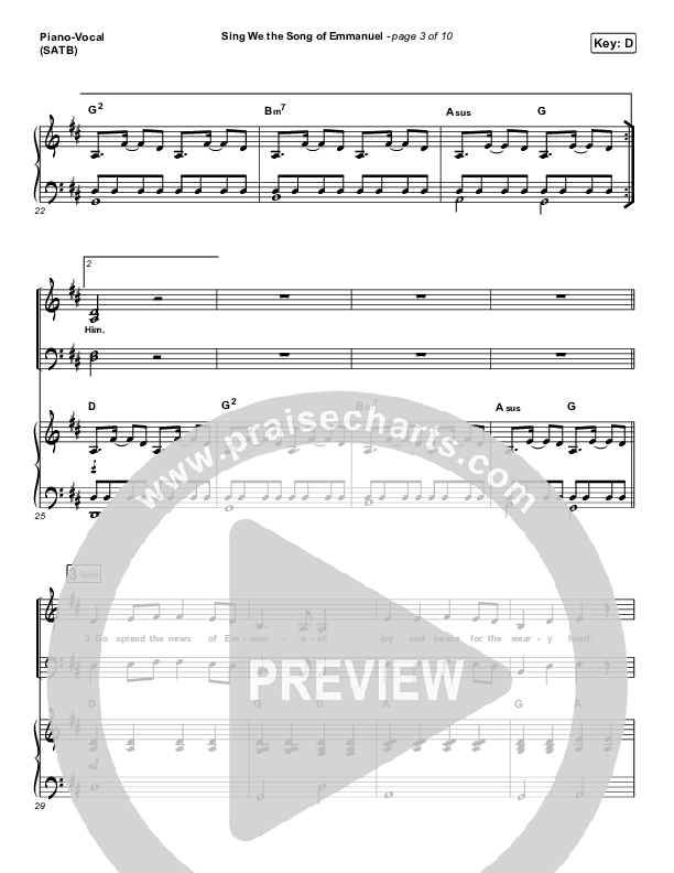 Sing We The Song Of Emmanuel Piano/Vocal (SATB) (Matt Boswell / Matt Papa)