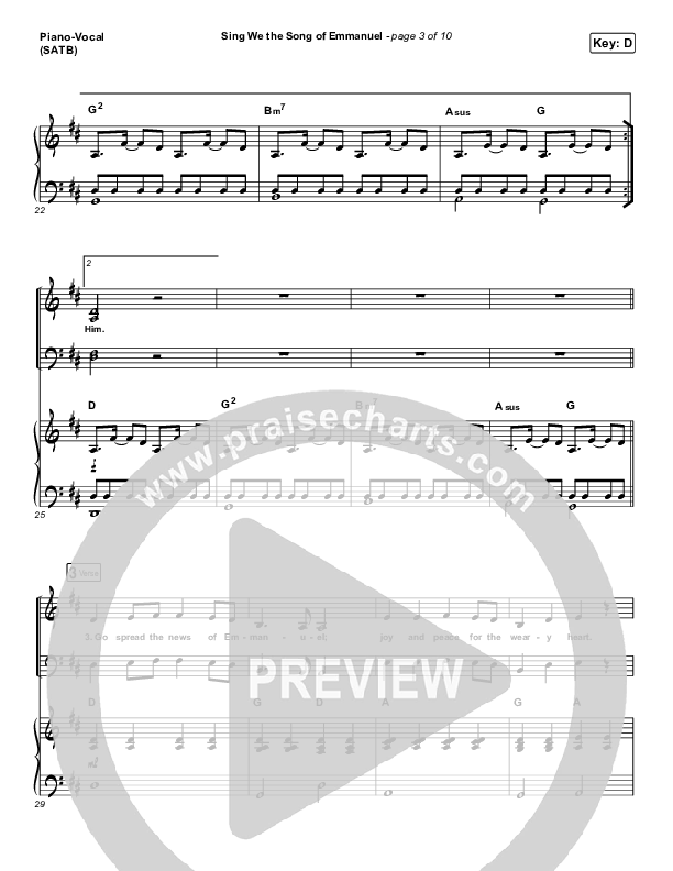 Sing We The Song Of Emmanuel Piano/Vocal Pack (Matt Boswell / Matt Papa)