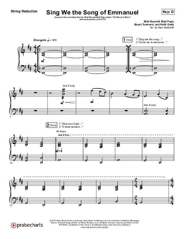 Sing We The Song Of Emmanuel String Pack (Matt Boswell / Matt Papa)