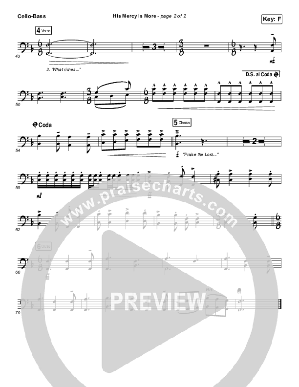 His Mercy Is More Cello/Bass (Matt Boswell / Matt Papa)