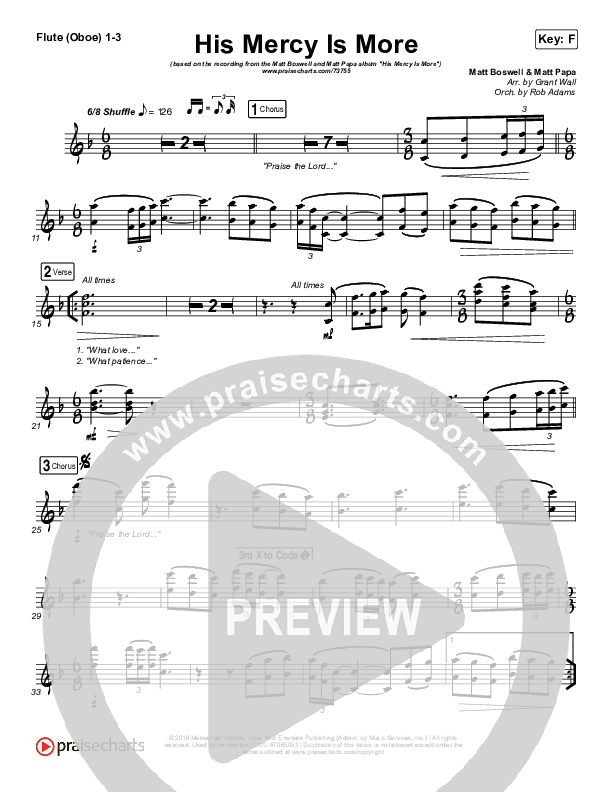His Mercy Is More Flute/Oboe 1/2/3 (Matt Boswell / Matt Papa)