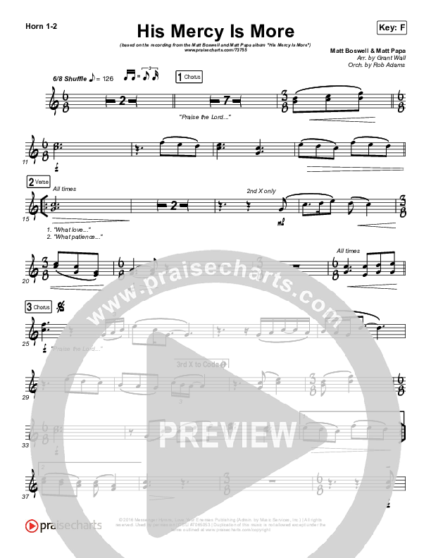 His Mercy Is More French Horn 1,2 (Matt Boswell / Matt Papa)