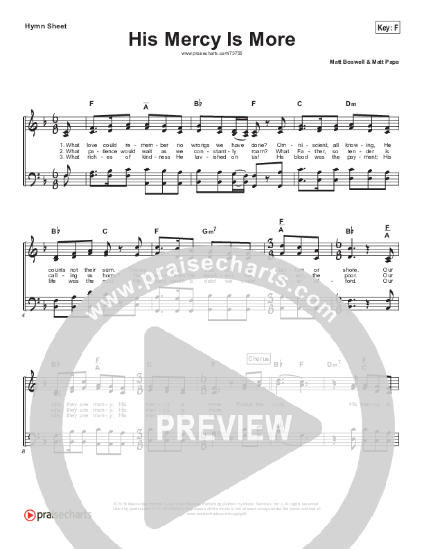 His Mercy Is More Hymn Sheet (Matt Boswell / Matt Papa)