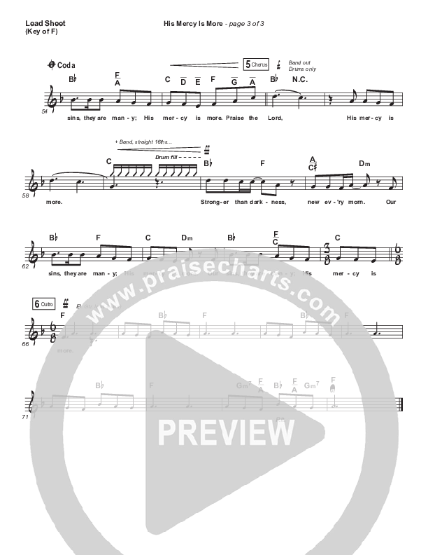 His Mercy Is More Lead Sheet (Melody) (Matt Boswell / Matt Papa)