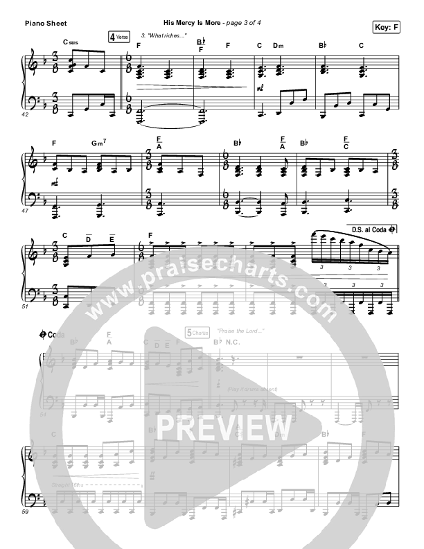 His Mercy Is More Piano Sheet (Matt Boswell / Matt Papa)