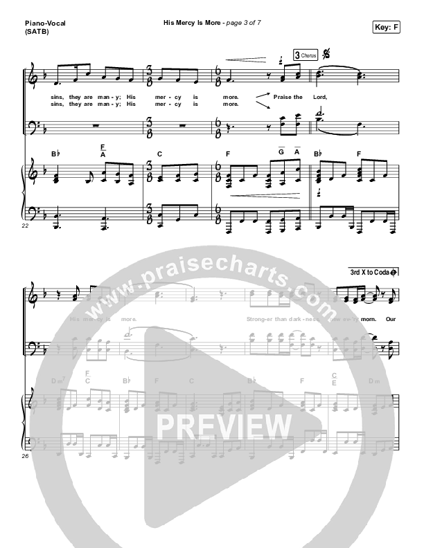 His Mercy Is More Piano/Vocal (SATB) (Matt Boswell / Matt Papa)