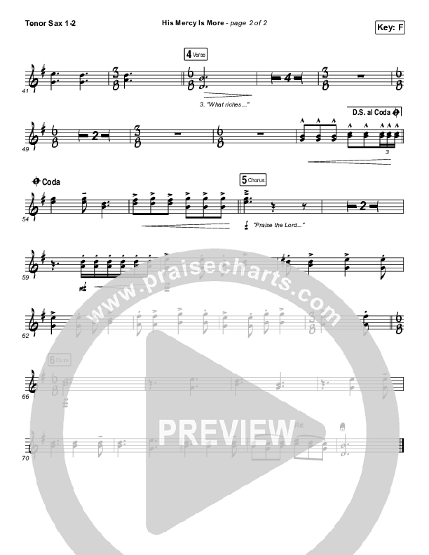 His Mercy Is More Tenor Sax 1,2 (Matt Boswell / Matt Papa)