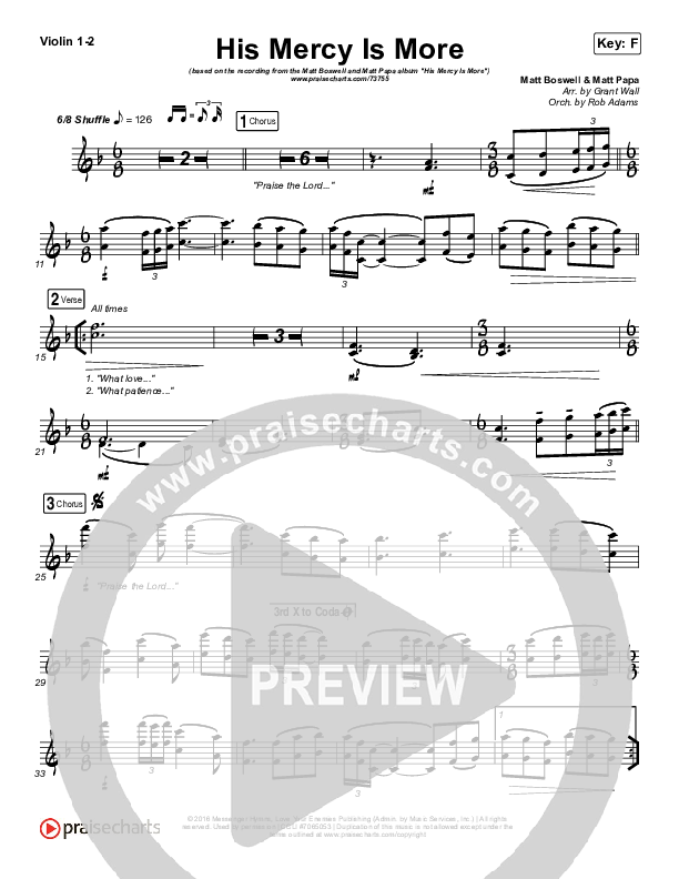 His Mercy Is More Violin 1,2 (Matt Boswell / Matt Papa)