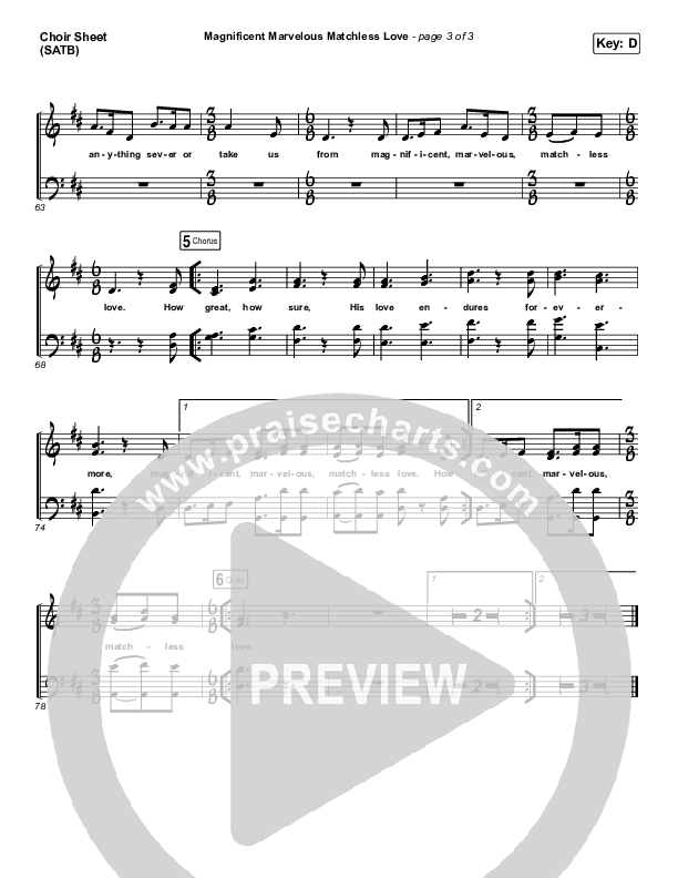 Magnificent Marvelous Matchless Love Choir Sheet (SATB) (Matt Boswell / Matt Papa)