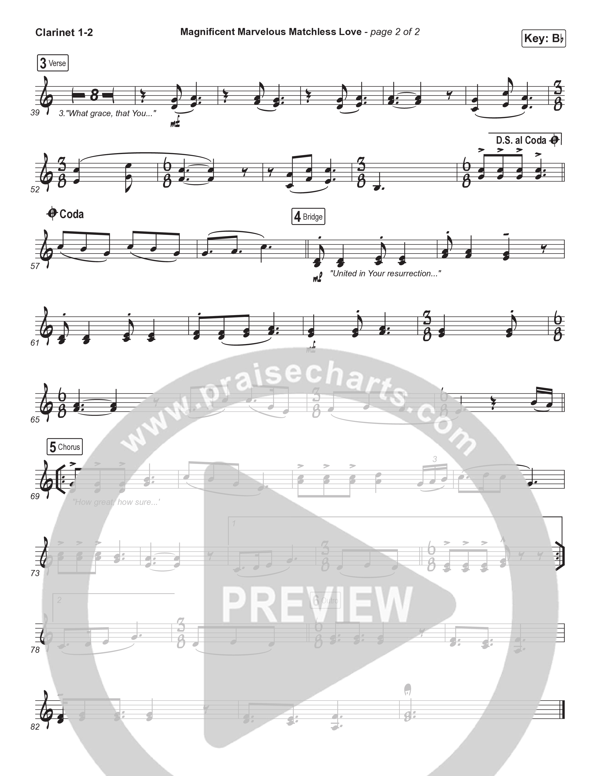 Magnificent Marvelous Matchless Love Clarinet 1/2 (Matt Boswell / Matt Papa)