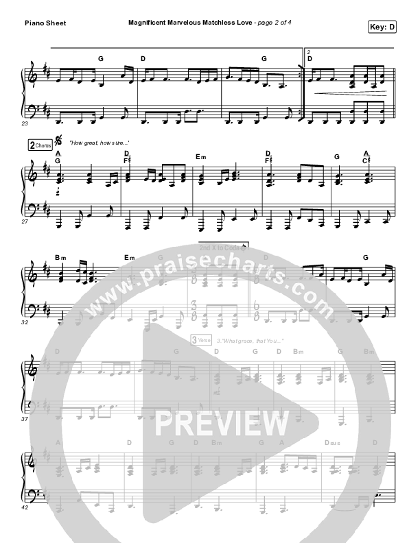 Magnificent Marvelous Matchless Love Piano Sheet (Matt Boswell / Matt Papa)