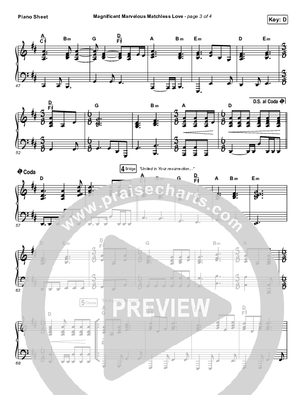 Magnificent Marvelous Matchless Love Piano Sheet (Matt Boswell / Matt Papa)