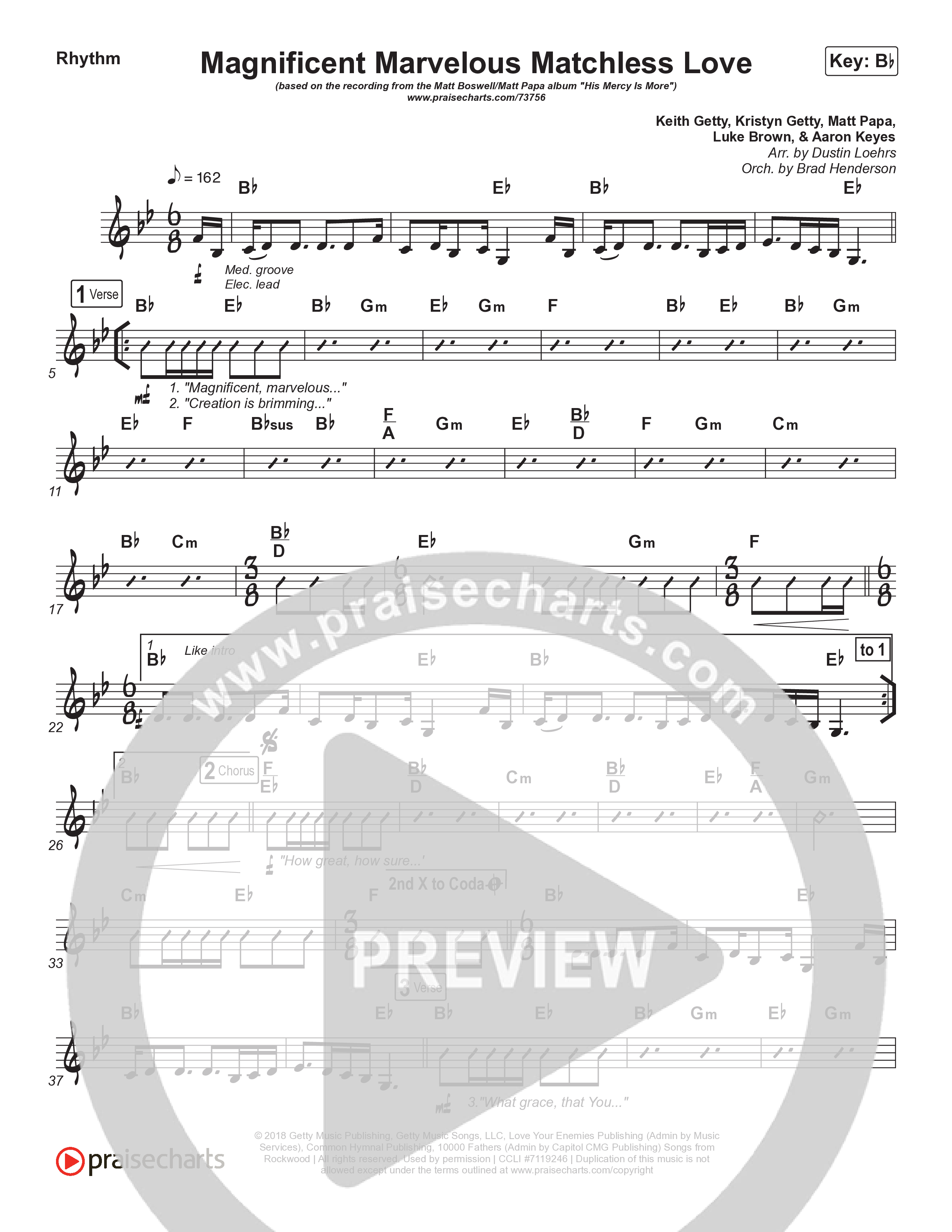 Magnificent Marvelous Matchless Love Rhythm Chart (Matt Boswell / Matt Papa)