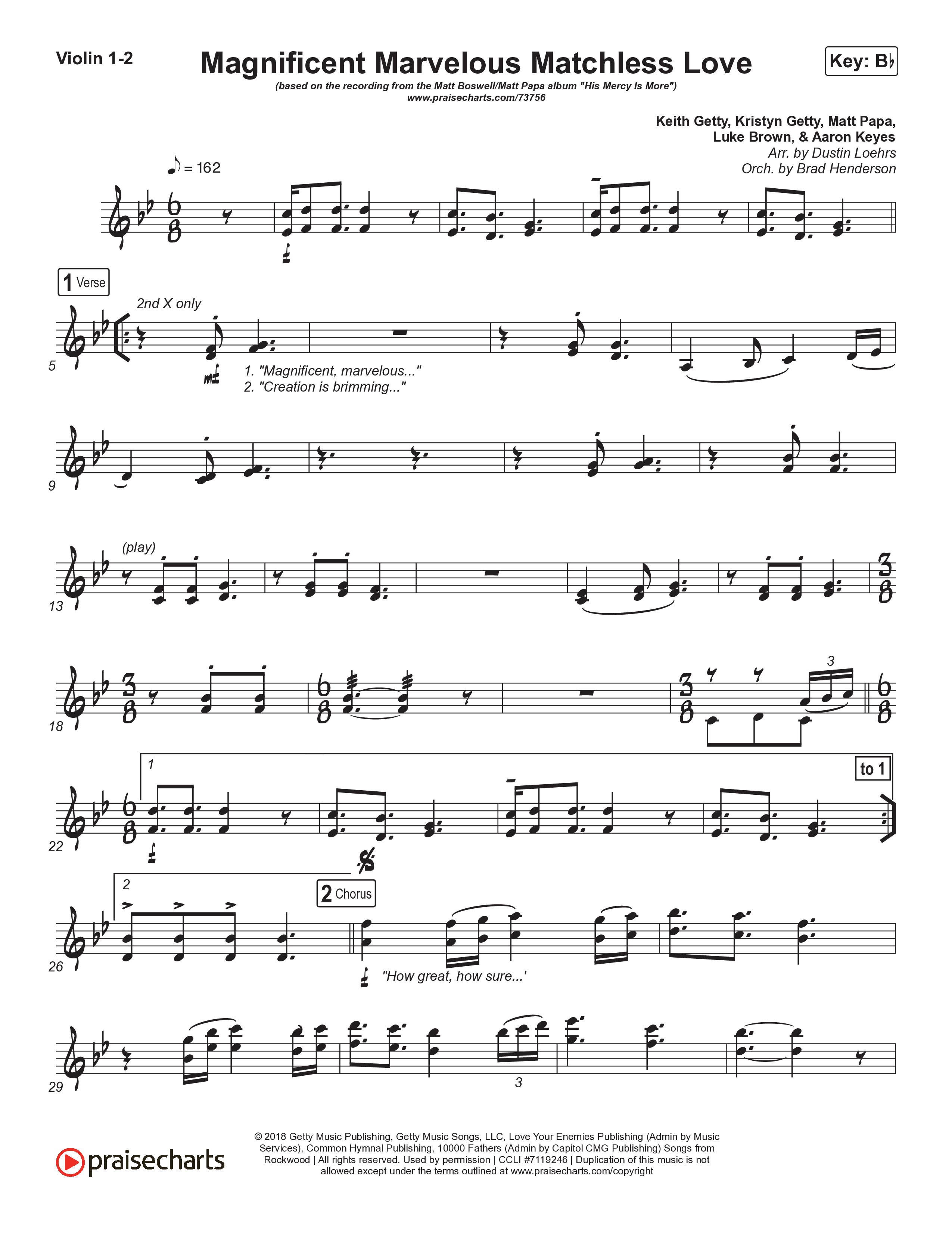 Magnificent Marvelous Matchless Love Violin 1/2 (Matt Boswell / Matt Papa)