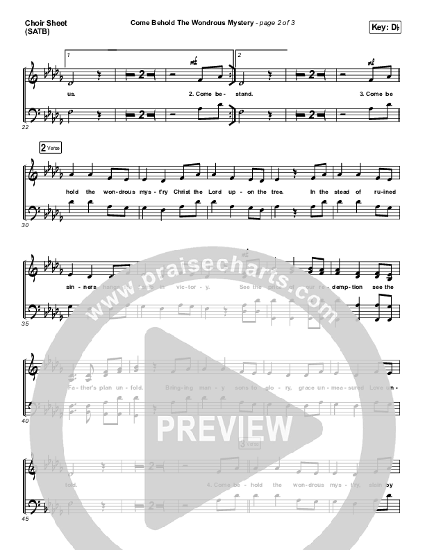 Come Behold The Wondrous Mystery Choir Sheet (SATB) (Matt Boswell / Matt Papa / Kristyn Getty)