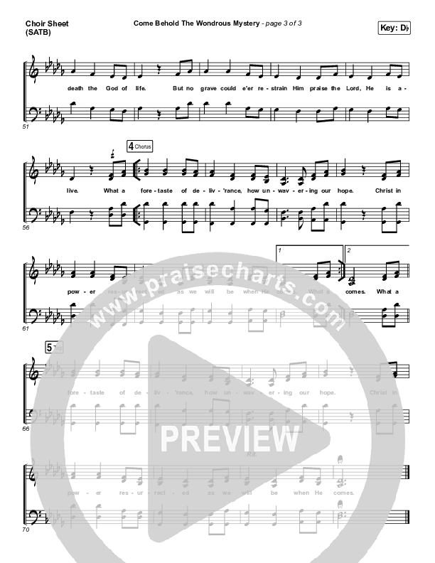 Come Behold The Wondrous Mystery Choir Sheet (SATB) (Matt Boswell / Matt Papa / Kristyn Getty)
