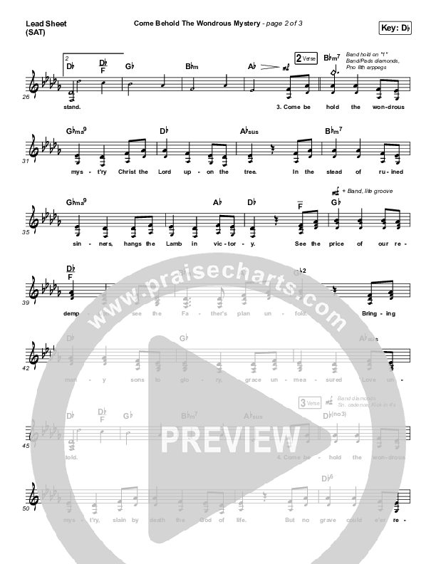 Come Behold The Wondrous Mystery Lead Sheet (SAT) (Matt Boswell / Matt Papa / Kristyn Getty)