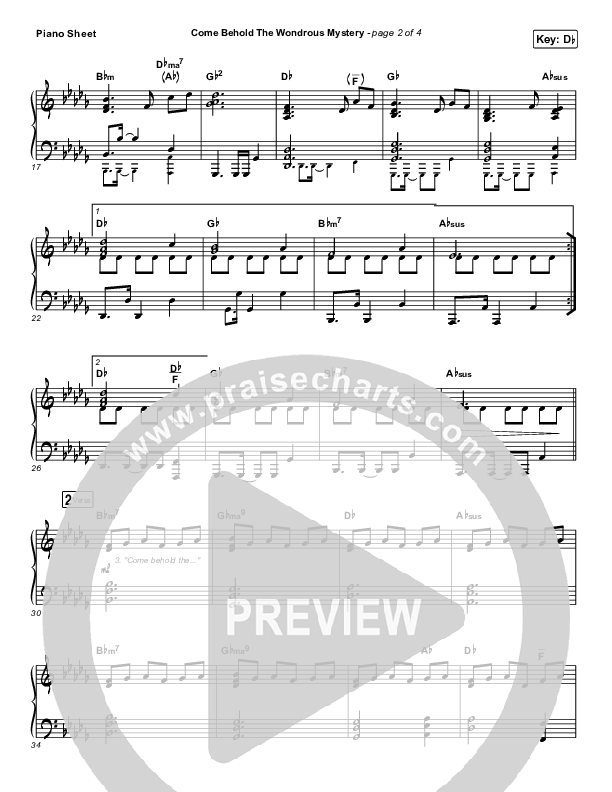 Come Behold The Wondrous Mystery Piano Sheet (Matt Boswell / Matt Papa / Kristyn Getty)
