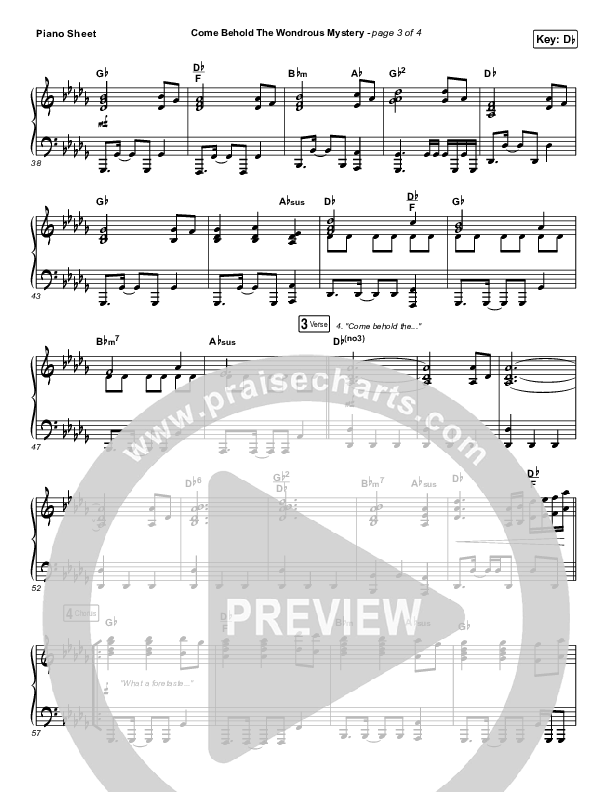 Come Behold The Wondrous Mystery Piano Sheet (Matt Boswell / Matt Papa / Kristyn Getty)