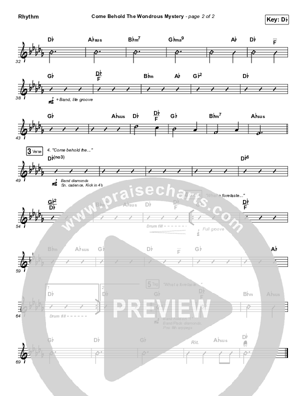 Come Behold The Wondrous Mystery Rhythm Chart (Matt Boswell / Matt Papa / Kristyn Getty)