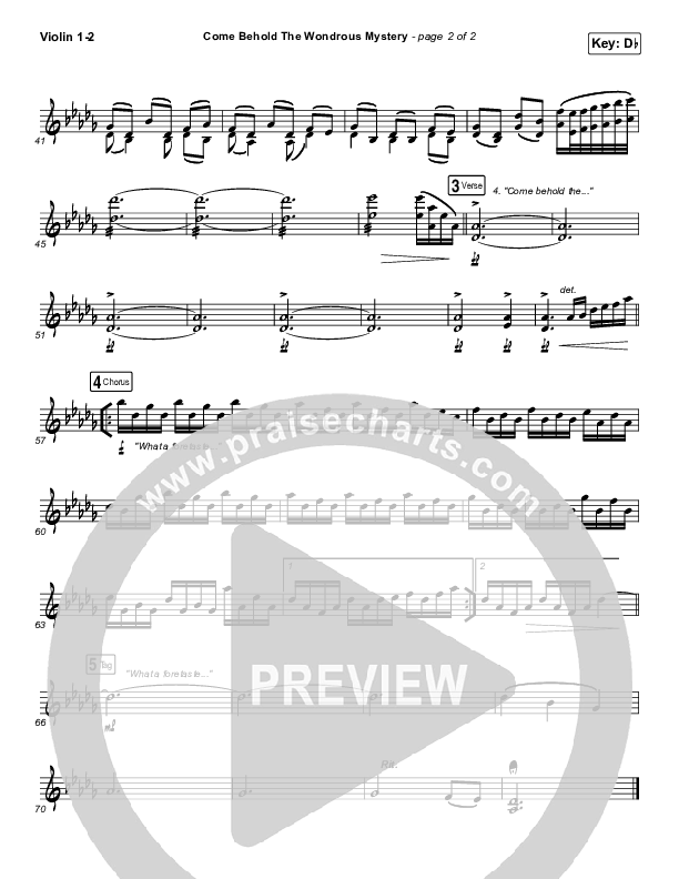 Come Behold The Wondrous Mystery Violin 1/2 (Matt Boswell / Matt Papa / Kristyn Getty)