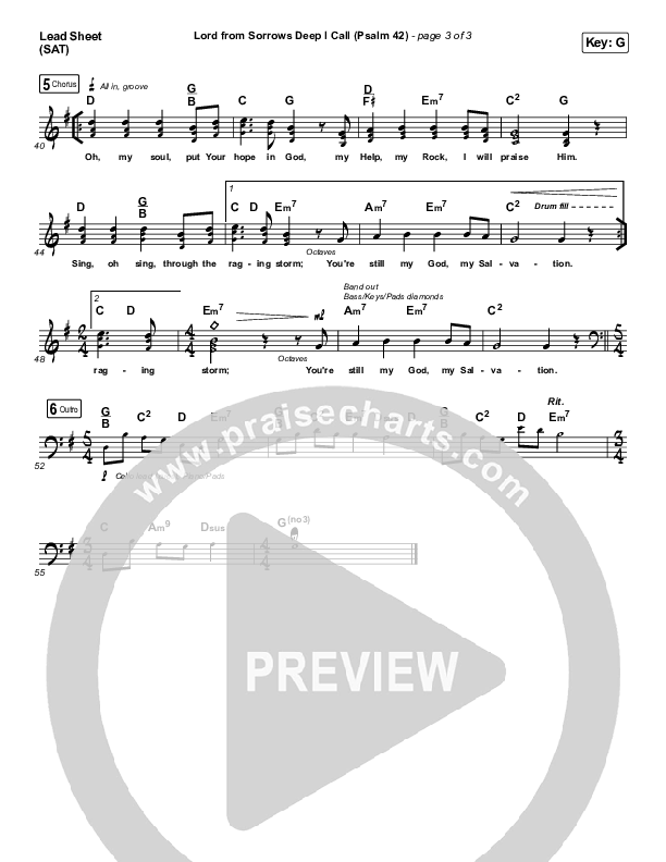 Lord From Sorrows Deep I Call (Psalm 42) Lead Sheet (SAT) (Matt Boswell / Matt Papa)