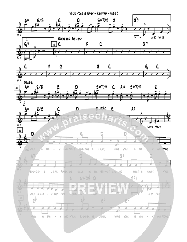 Your Yoke Is Easy Lead Sheet (Rebecca Hardiman)